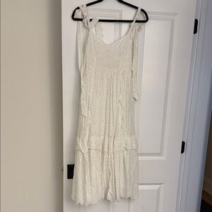 LoveShackFancy White Eyelet Midi Dress